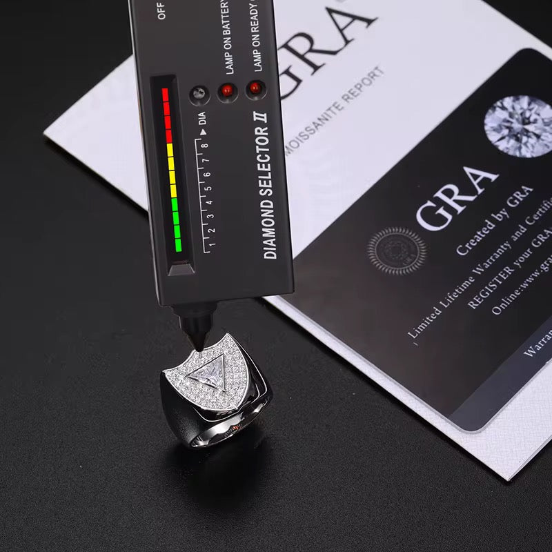 VVS Moissanite Triangle Shield Ring – 925 Sterling Silver