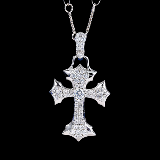 925 Sterling Silver VVS Moissanite Cross Pendant