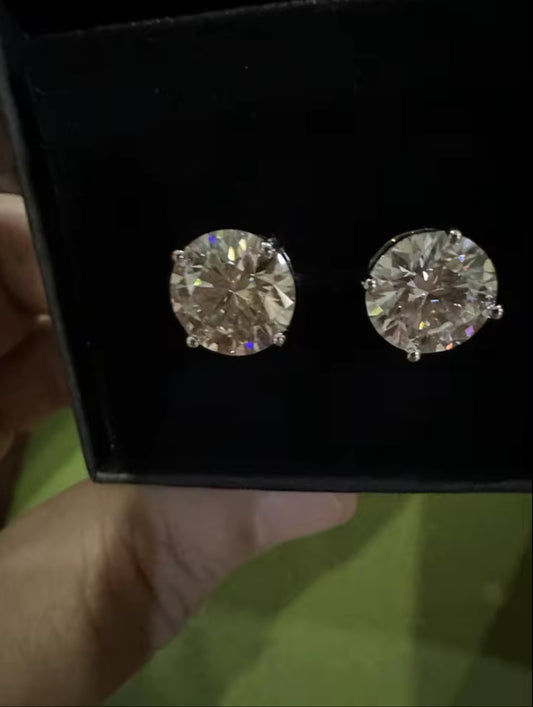 VVS Moissanite Screw Back Earrings – 925 Sterling Silver (3mm–10mm)