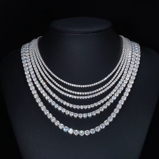 VVS Moissanite Tennis Chain – 925 Sterling Silver (3mm–5mm)