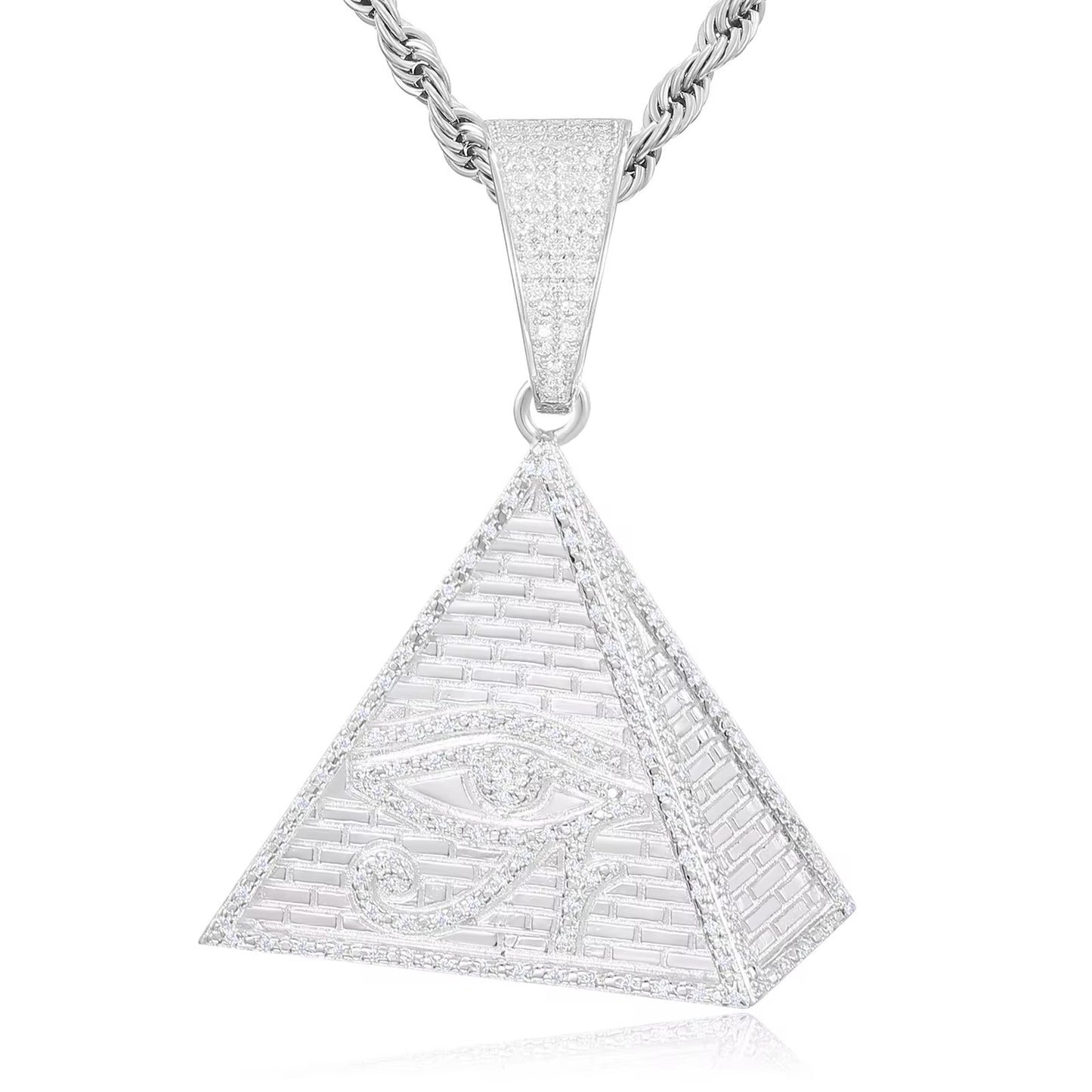VVS Moissanite Iced-Out Egyptian Pyramid Pendant – 925 Sterling Silver