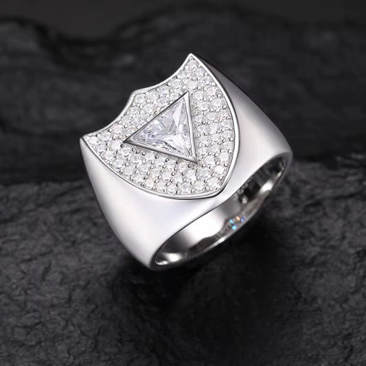VVS Moissanite Triangle Shield Ring – 925 Sterling Silver