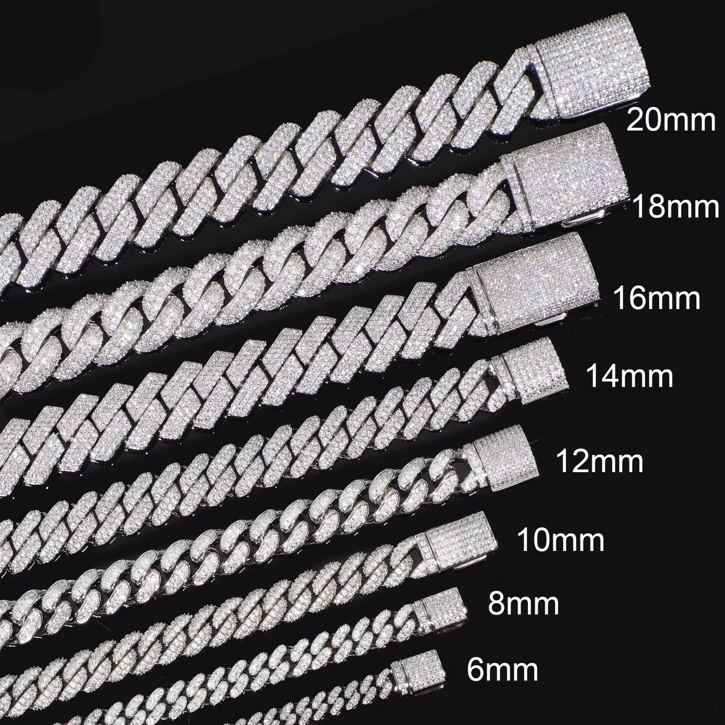 VVS Moissanite Iced Out Cuban Chain – 925 Sterling Silver (6–18mm)