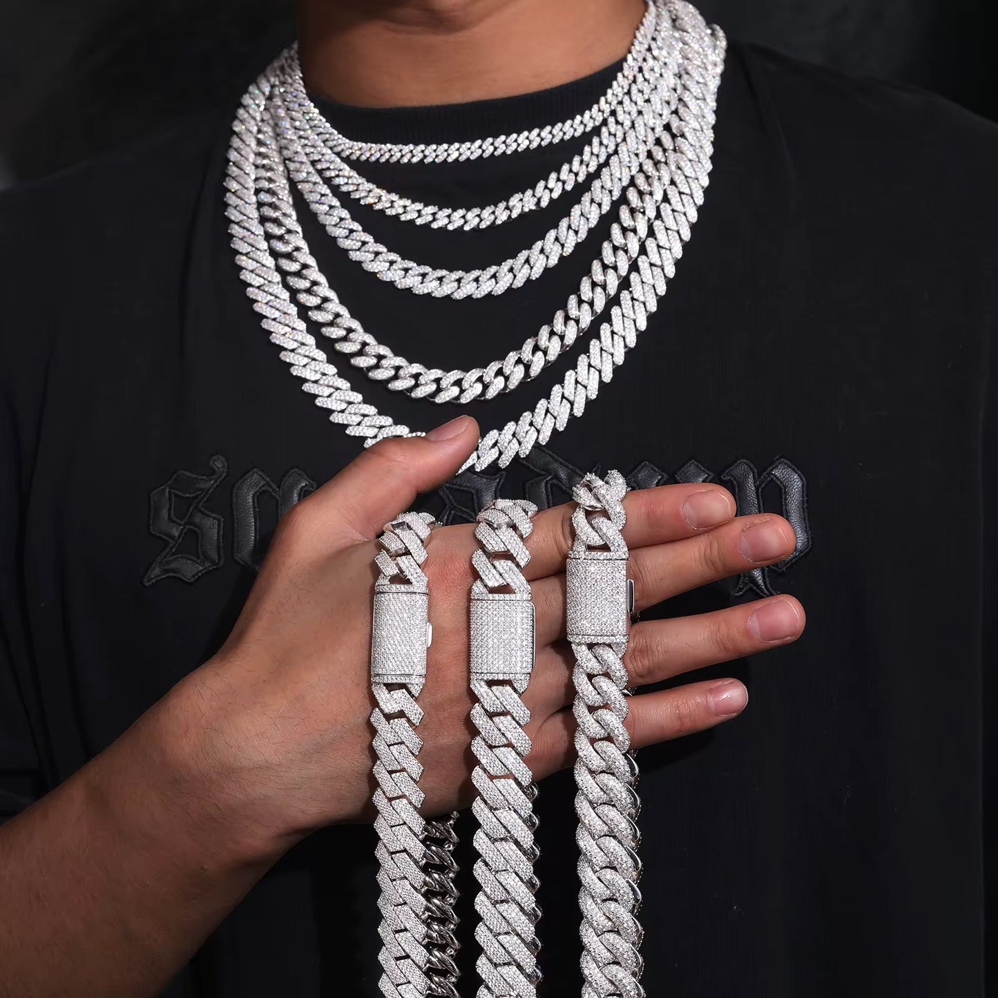 VVS Moissanite Iced Out Cuban Chain – 925 Sterling Silver (6–18mm)